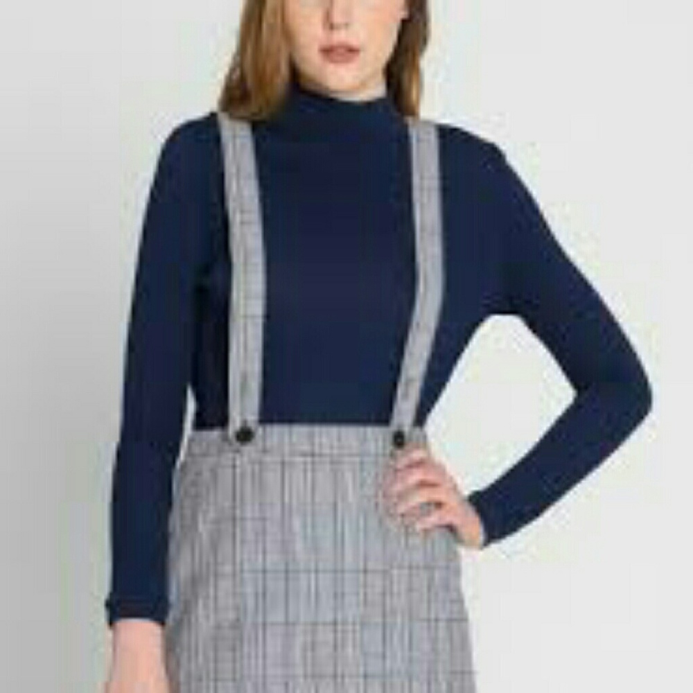 Plaid suspenders skirt
